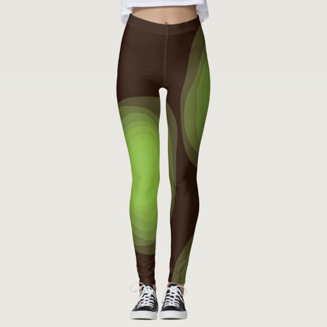 Green, cool, unique, trendy, urban flower abstract leggings (Front)