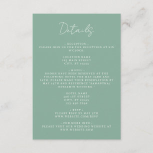Green Coordinate Wedding Details Enclosure Card