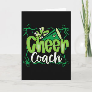 Green Coquette Pom Poms Bow Cheer Coach Dad Cheerl Card