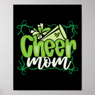 Green Coquette Pom Poms Bow Cheer Mom Mama Cheerle Poster