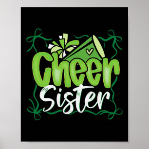 Green Coquette Pom Poms Bow Cheer Sister Cheerlead Poster