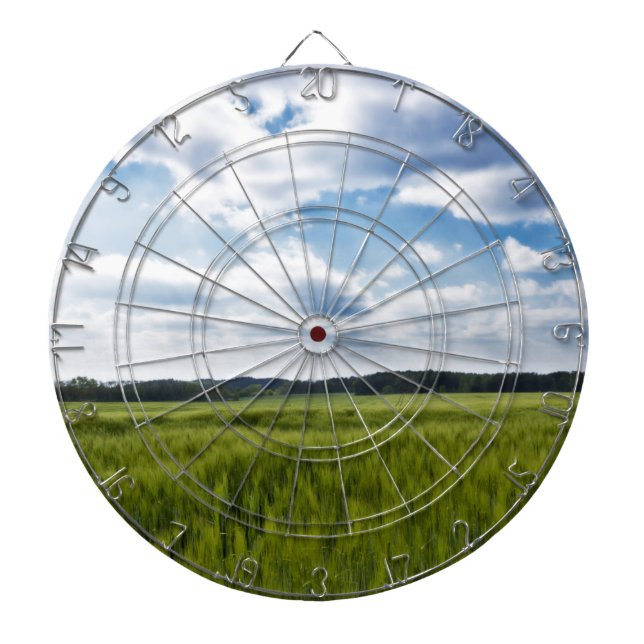 Green Cornfields and Blue Skies Dartboard (Front)