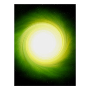Green Cosmic Black Hole Glossy Poster