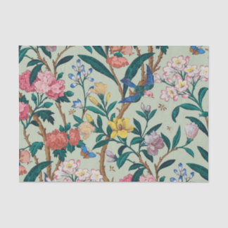 Green Cottagecore Vintage Floral Girly Monogram Tissue Paper