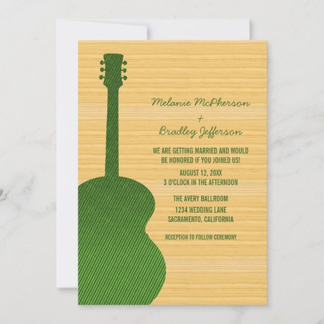 Green Country Guitar Wedding Invitation (Front)