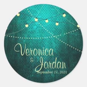 Green Country Lights Custom Wedding Stickers