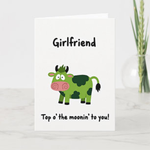 Green Cow Pattern Girlfriend Card
