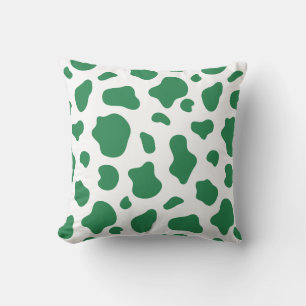 Green Cow Print Decorative Pillow