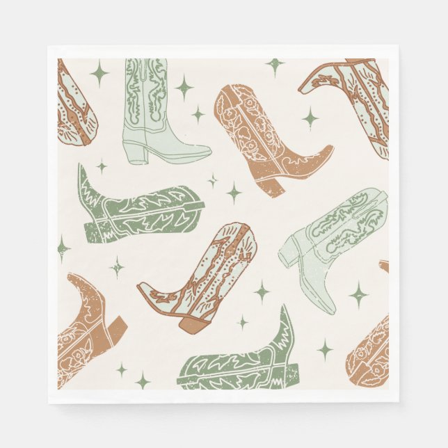 Green Cowboy Boot Party Napkins (Front)