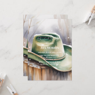 Green Cowboy Hat in Snow Bridal Shower Invitation
