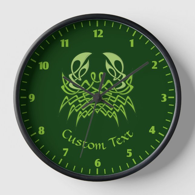 Green Crab Celtic Knot Clock (Front)