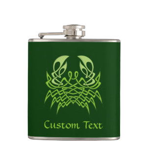 Green Crab Celtic Knot Hip Flask