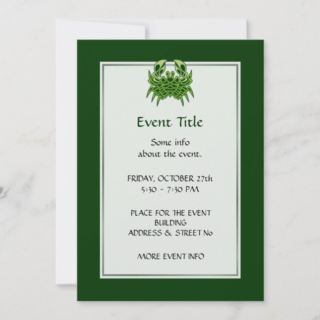 Green Crab Celtic Knot Invitation (Front)