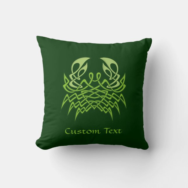 Green Crab Celtic Knot Throw Pillow (Front)