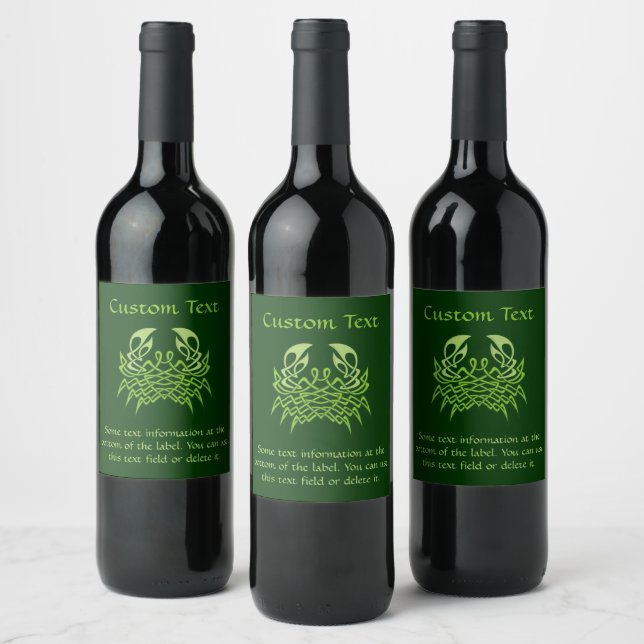 Green Crab Celtic Knot Wine Label (Bottles)