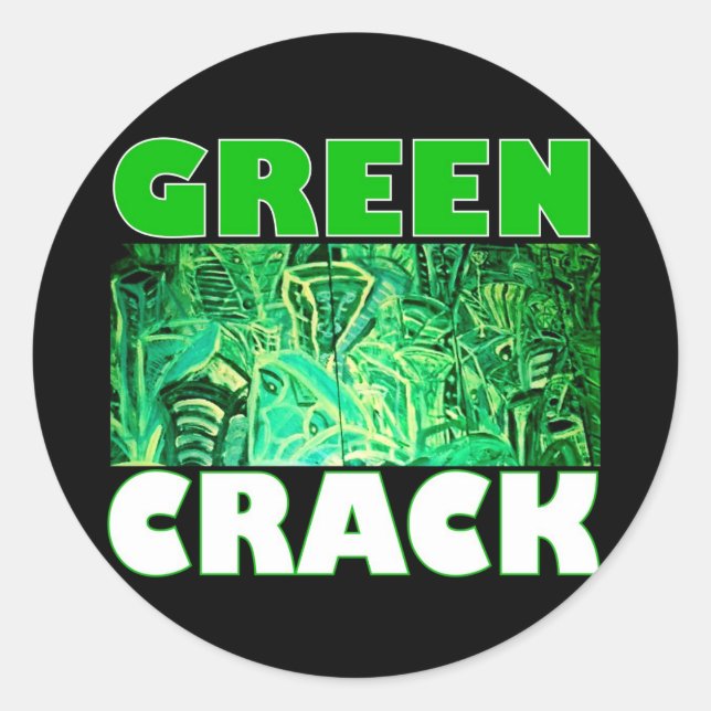 GREEN CRACK CLASSIC ROUND STICKER (Front)