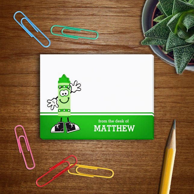 Green Crayon Personalized Post-it Notes (Creator Uploaded)