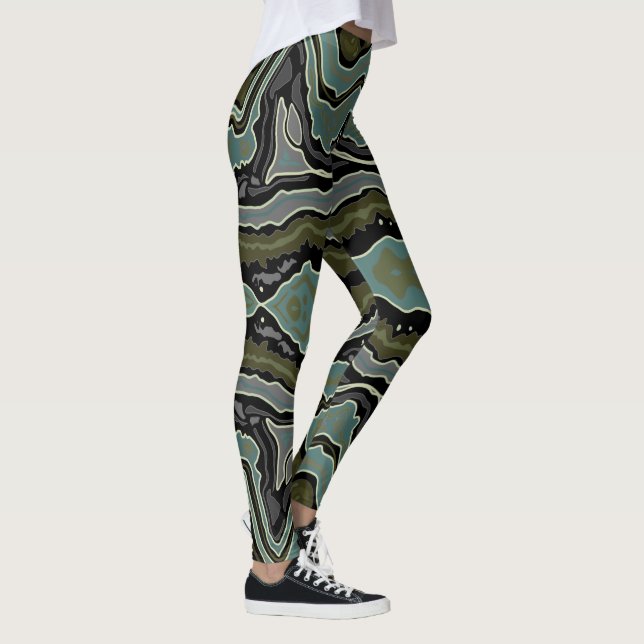 Green Crazy Lace Agate Funky Boho Leggings (Right)