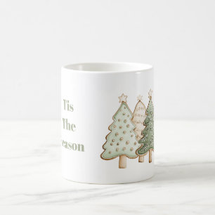 Green Cream Christmas Trees Coffee Mug