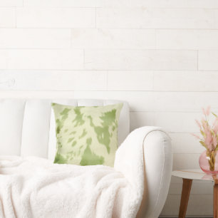 Green Cream Cowhide Throw Pillow