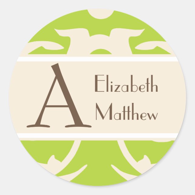 Green Cream Customize Last and First Name Sticker (Front)