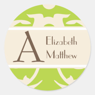 Green Cream Customize Last and First Name Sticker