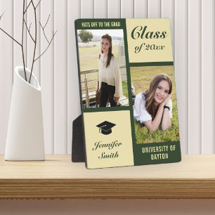 Green Cream Modern Photo Graduation Plaque