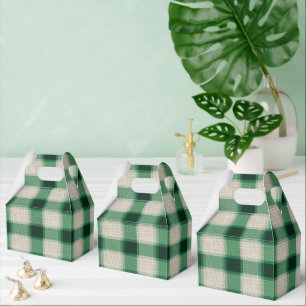 Green Cream Plaid Favor Box