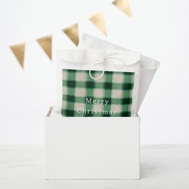 Green Cream Plaid Favour Bag (Party)