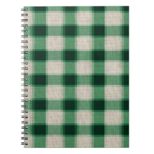 Green Cream Plaid Notebook