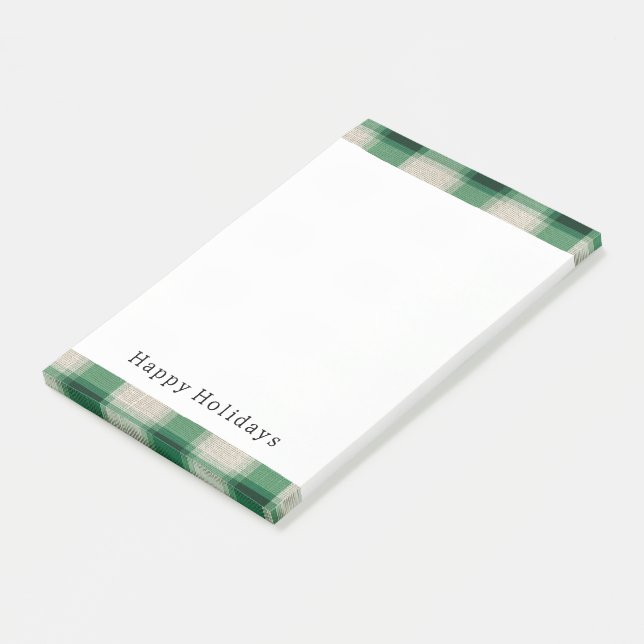 Green Cream Plaid Post-it Notes (Angled)