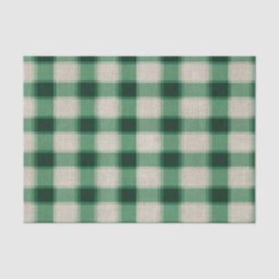 Green Cream Plaid Tissue Paper