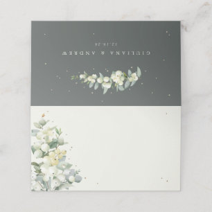 Green/Cream Snowberry+Eucalyptus Wedding Place Card