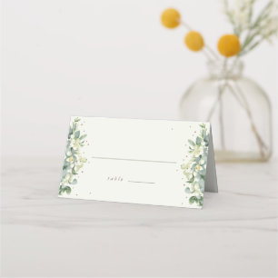 Green/Cream Snowberry + Eucalyptus Wedding Place Card