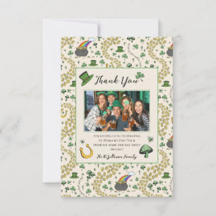 Green & Cream St Patricks Irish Thank You Card