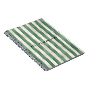 Green Cream Stripes Christmas Notebook