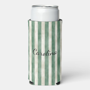 Green Cream Stripes Seltzer Can Cooler