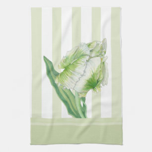 Green Cream Tulip Kitchen Towel