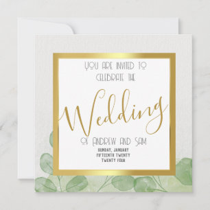 Green & Cream Watercolor Eucalyptus Invitation