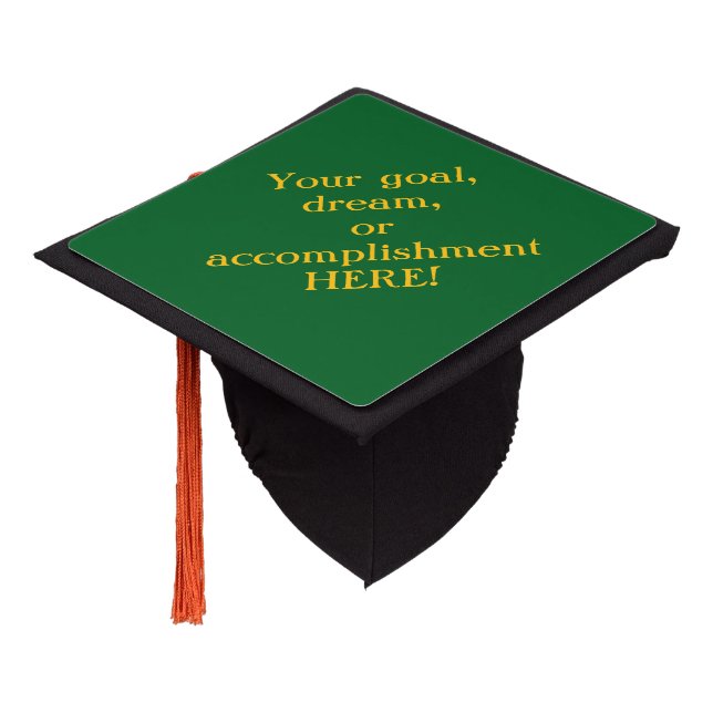 Green create your own graduation cap/personalized cap topper (Angled)