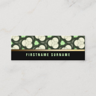 Green Creme Circles Pattern   Black Mini Biz Cards