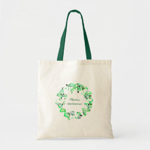 Green Crest Custom Name Weddings Bridesmaid Gift Tote Bag