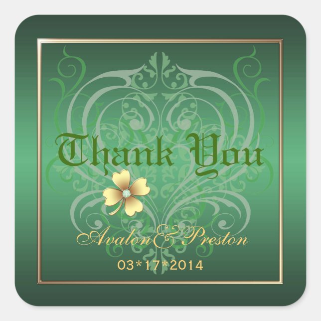 Green Crest Thank You Shamrock Stickers (Front)