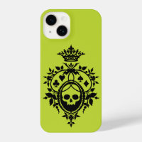 Green Crest with Skull and Cardsuits iPhone 14 Cas