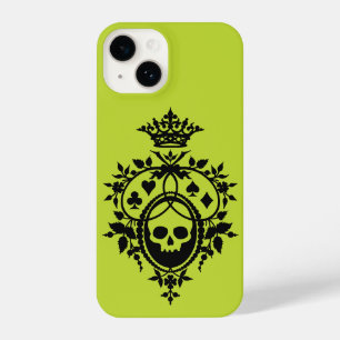 Green Crest with Skull and Cardsuits iPhone 14 Cas Case