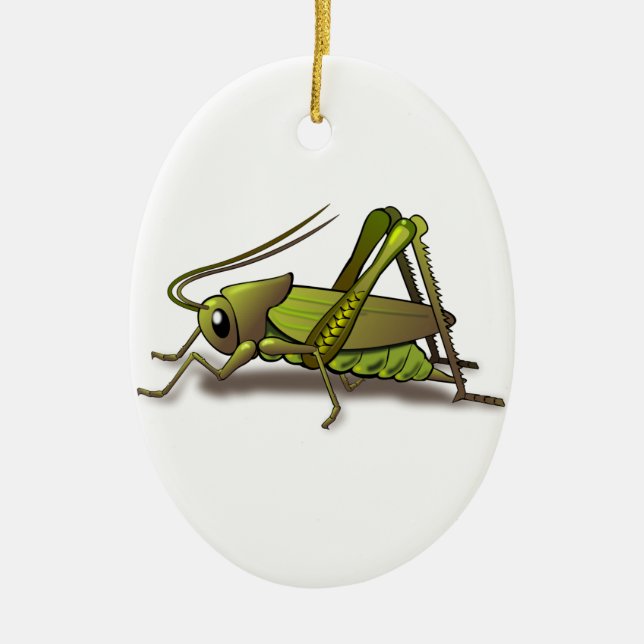 Green Cricket Insect Ceramic Ornament (Front)