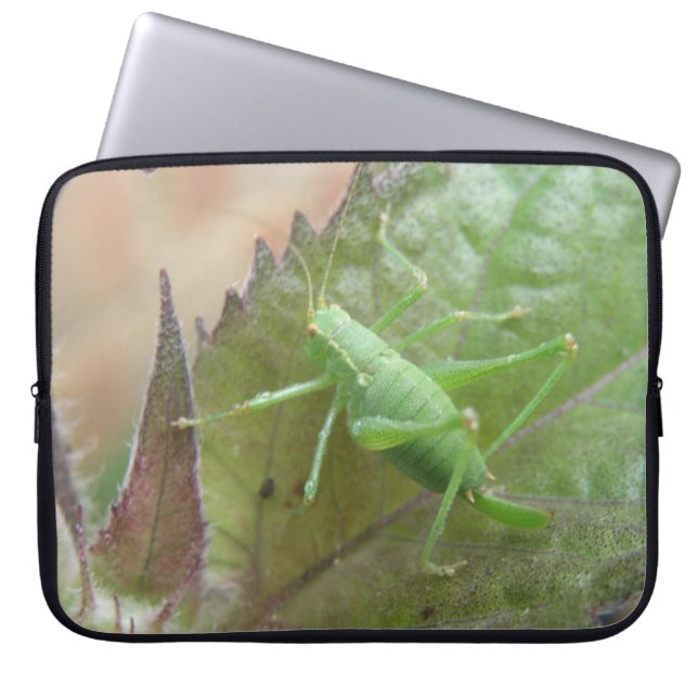 Green Cricket on a Leaf Laptop Bag (Front)
