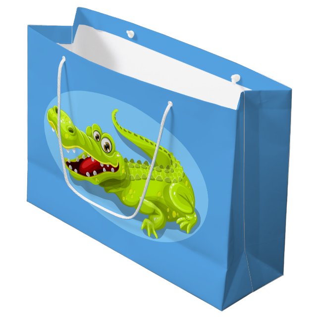 Green crocodile large gift bag (Front Angled)
