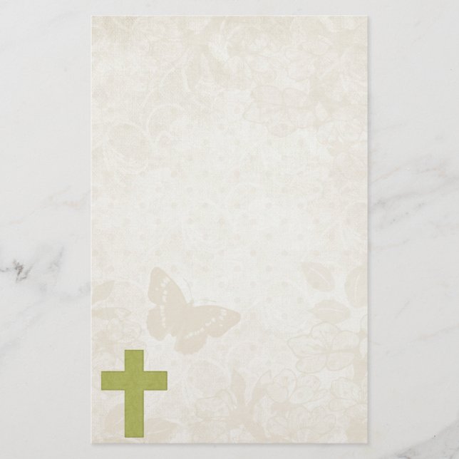 Green Cross Christian Design Stationery (Front)
