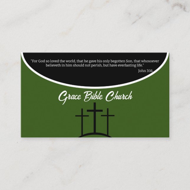 Green Cross Pastor or Deacon Church Business Card (Front)